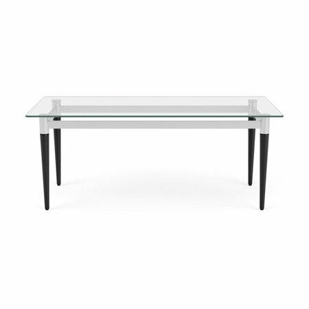 LESRO Siena Lounge Reception Coffee Table 40x20in Glass Top, Black SN0840